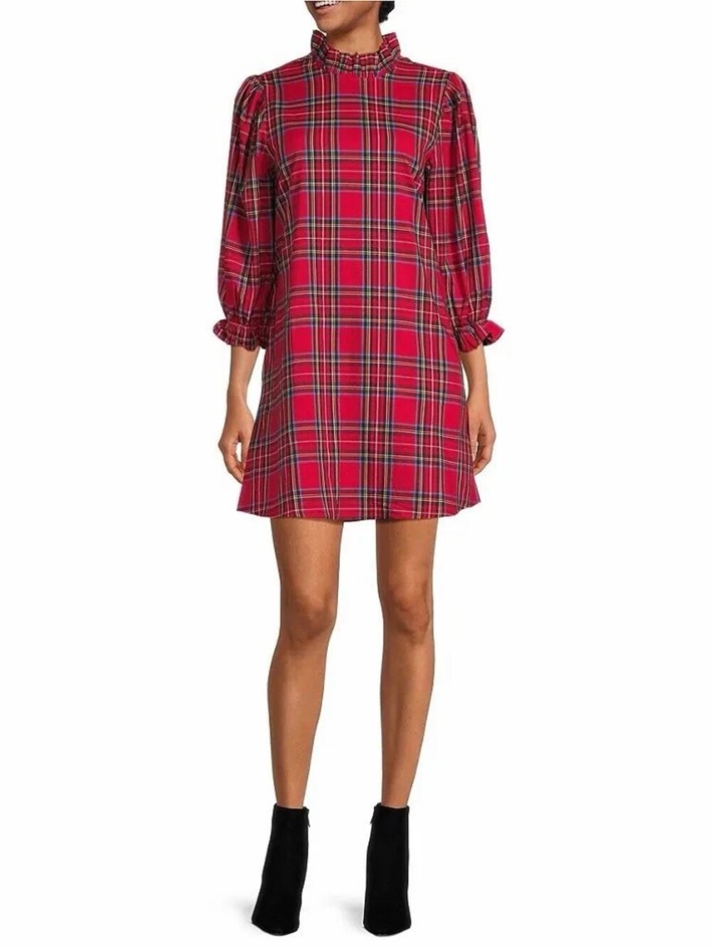 J.Marie Collections Tamara Long Sleeve Back Bow Dress In Red Plaid Size XS NWT